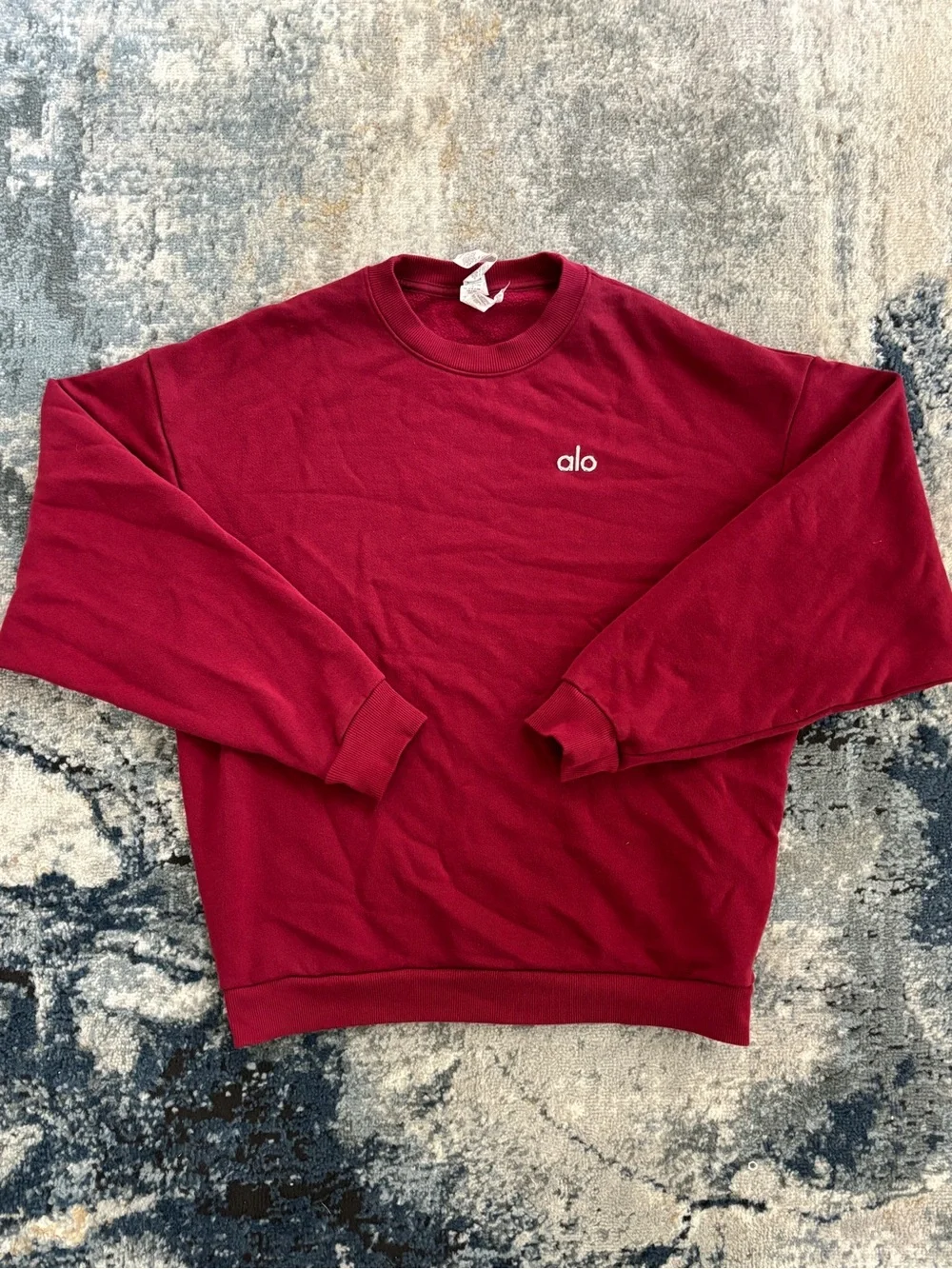 alo summer romance red crewneck & foldover leggings set